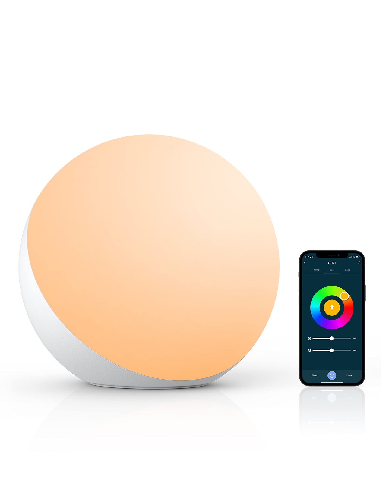 Smart Table Lamp, Dimmable Desk Lamp with App/Voice Control, LED RGB Color Chang