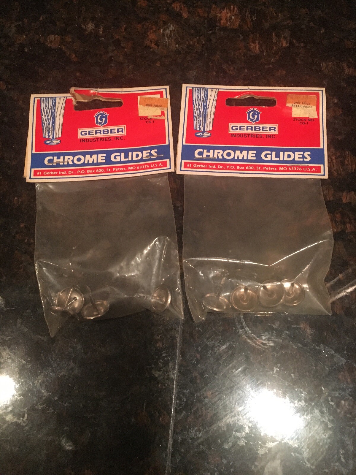 Lot Of 2 Packs Gerber CG-1 Chrome Glides (4 Per Package) New In Packs. 5/8” Dia