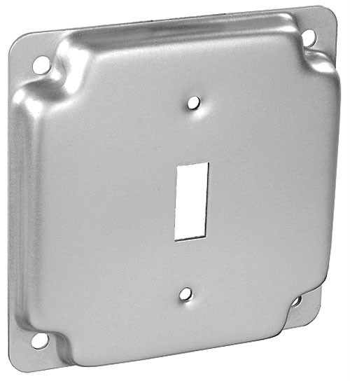 (10 pc) 4" Square Finished Industrial Electrical Box Cover 1 Toggle Switch Gray
