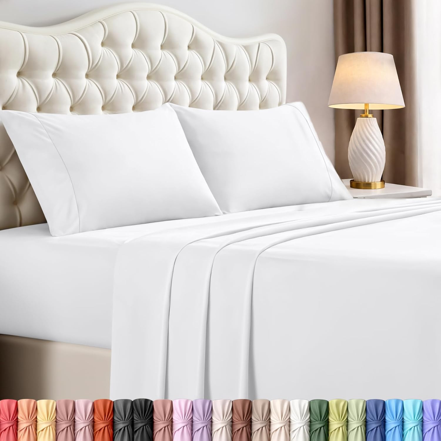 Queen Size Sheet Set – 4 Piece Bed Sheets, Soft and Breathable Microfiber, Inclu