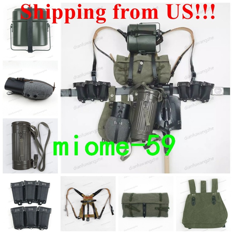 US Stock!!! 98K Canvas Field Gear Replica WWII WW2 11pcs Combination 110cm Belt