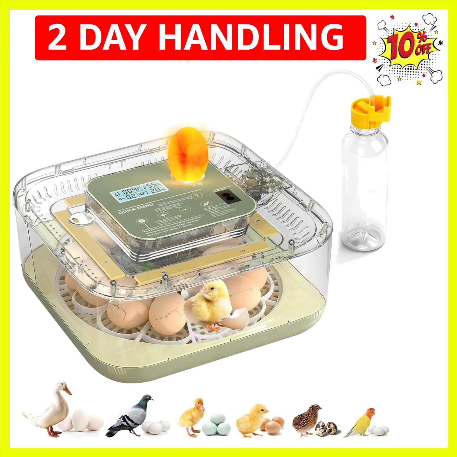 Fully Automatic Egg Incubator for Hatching Eggs, Auto Water Refill & Turner, ...