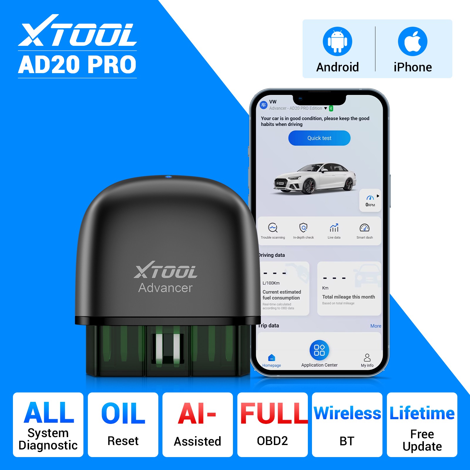 XTOOL AD20 PRO OBD2 Scanner Full System Diagnostic Tool Bluetooth Code Reader
