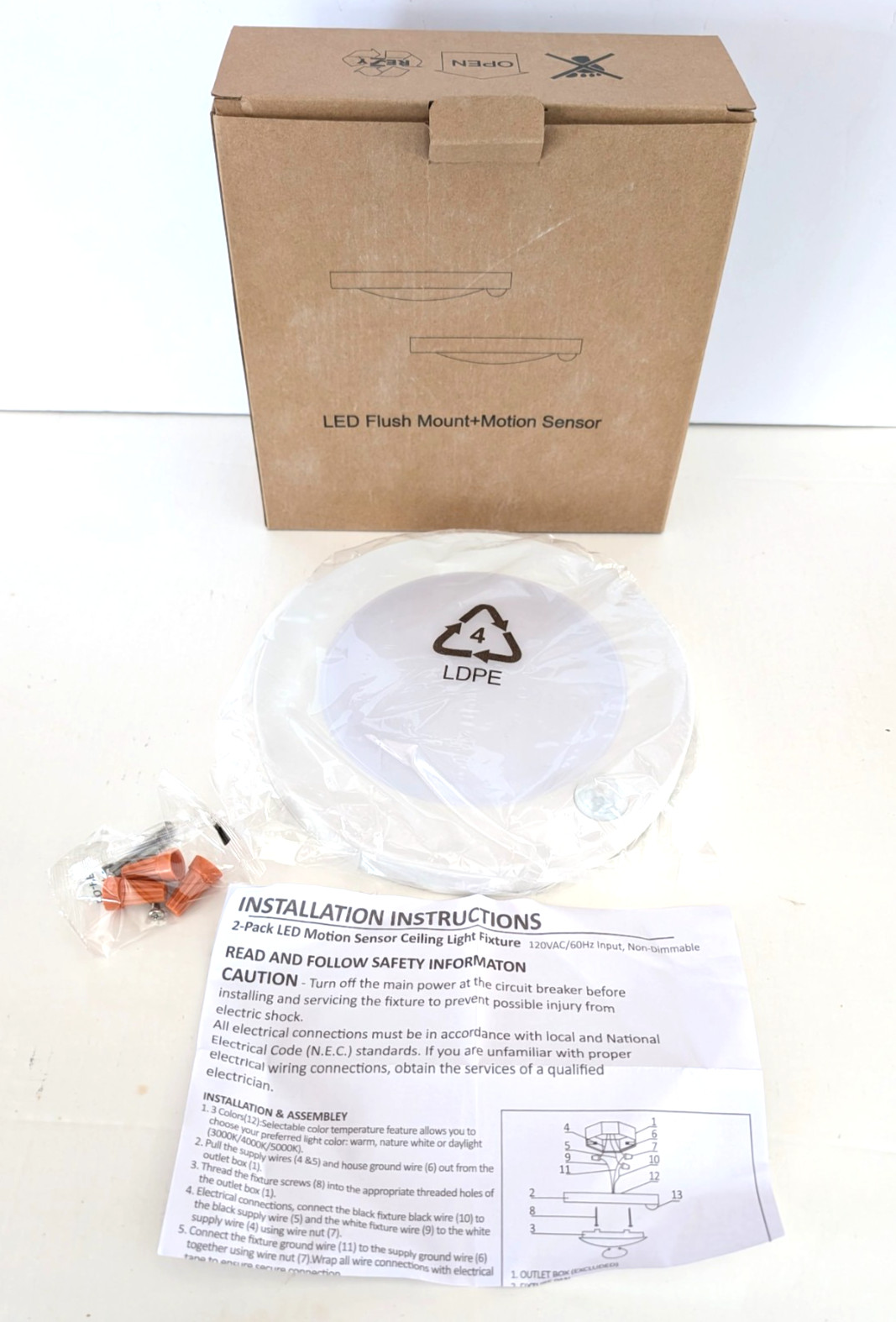 LED Flush Mount + Motion Sensor Model No. BLMS040715W-3CCT