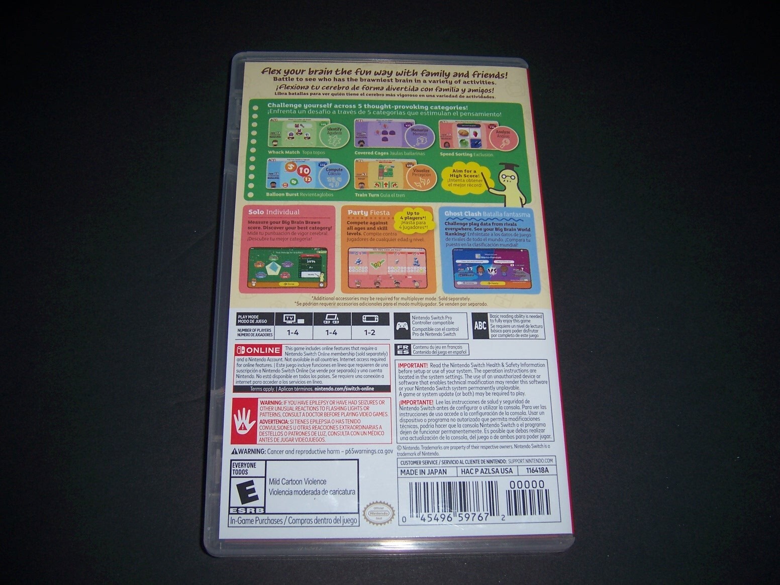 Authentic Case ONLY Replacement Nintendo Switch Big Brain Academy Brain vs Brain
