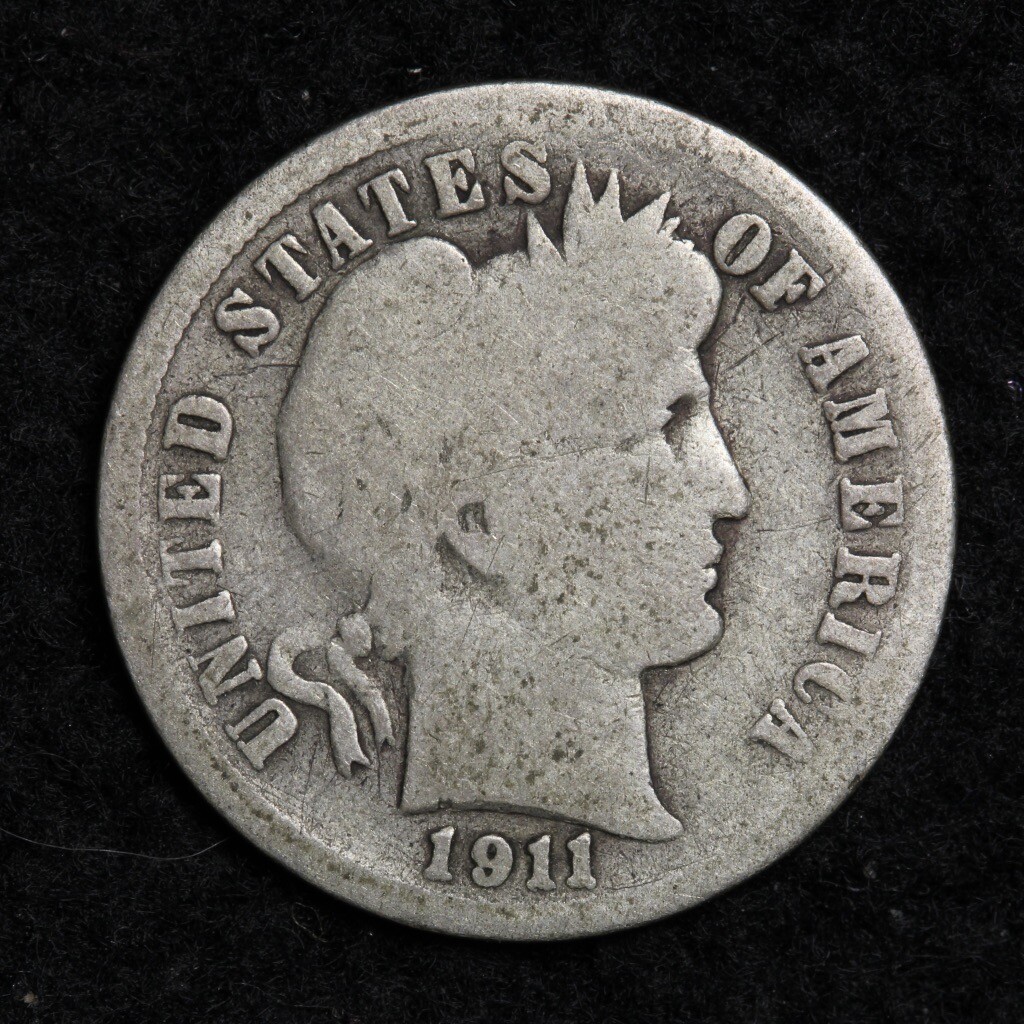 1911-S Silver Barber Dime GOOD FREE SHIPPING
