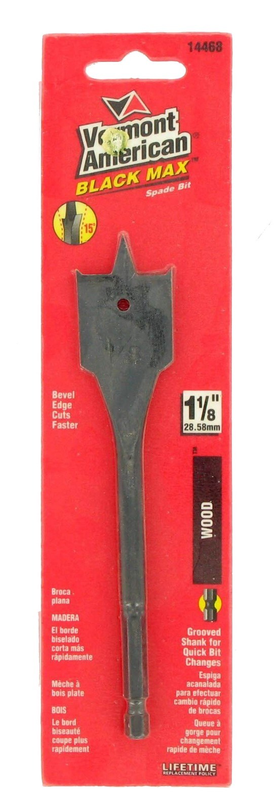 Vermont American 14468 1 1/8" x 6" Self Feed Spade Bit New