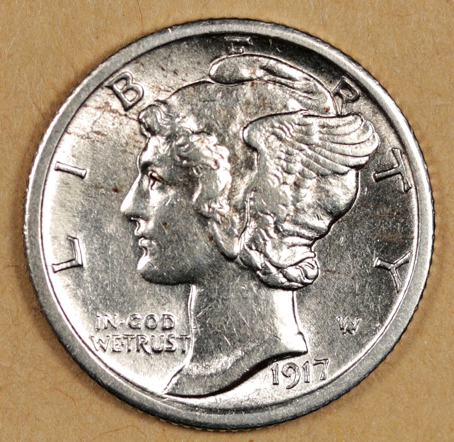 1917-P Mercury Head Dime.  100% Fully Separated Horizontal Band's.  BU.  193515