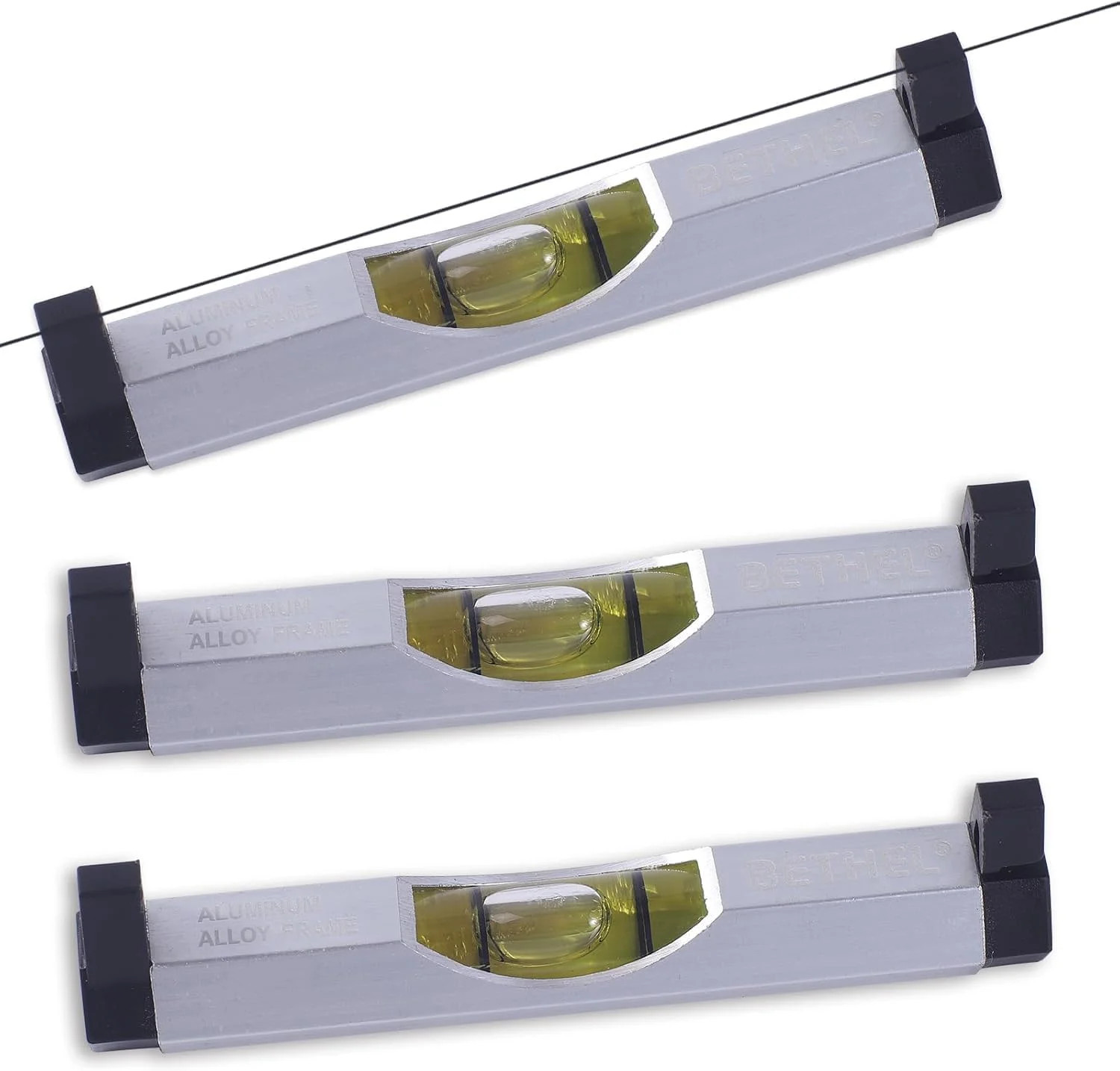 BETHEL 3 Packs Bubble Line Level String Tools, Aluminum Mini Leveler for Constru