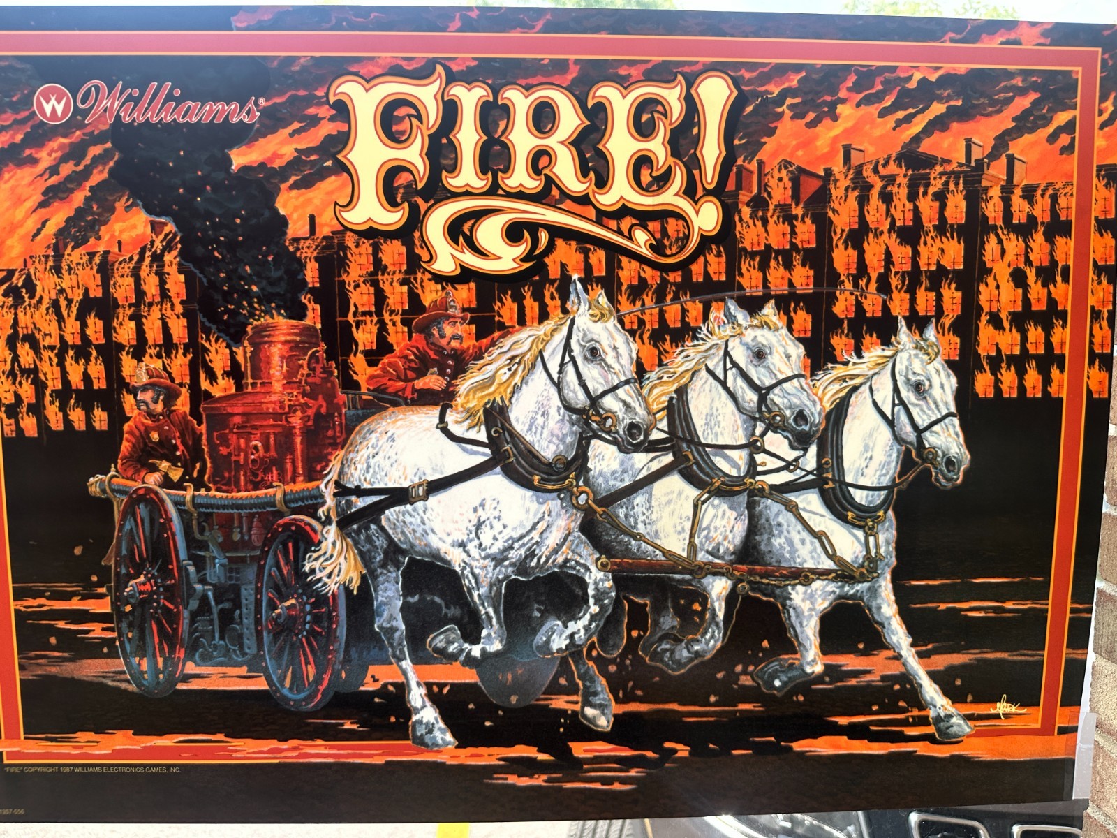 1987 Williams Fire! Pinball Translite - NOS