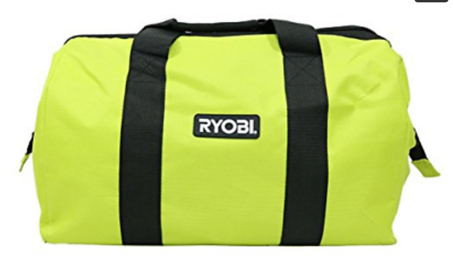 RYOBI LARGE CONTRACTOR WIDE-MOUTH CANVAS TOOL BAG 18" X 14"X 12" NEW