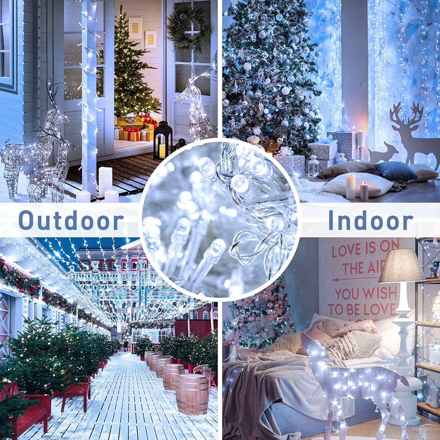Seasonal Buddy String Lights 8 Mode Cold White Lights Clear Wire 66ft 200 LED