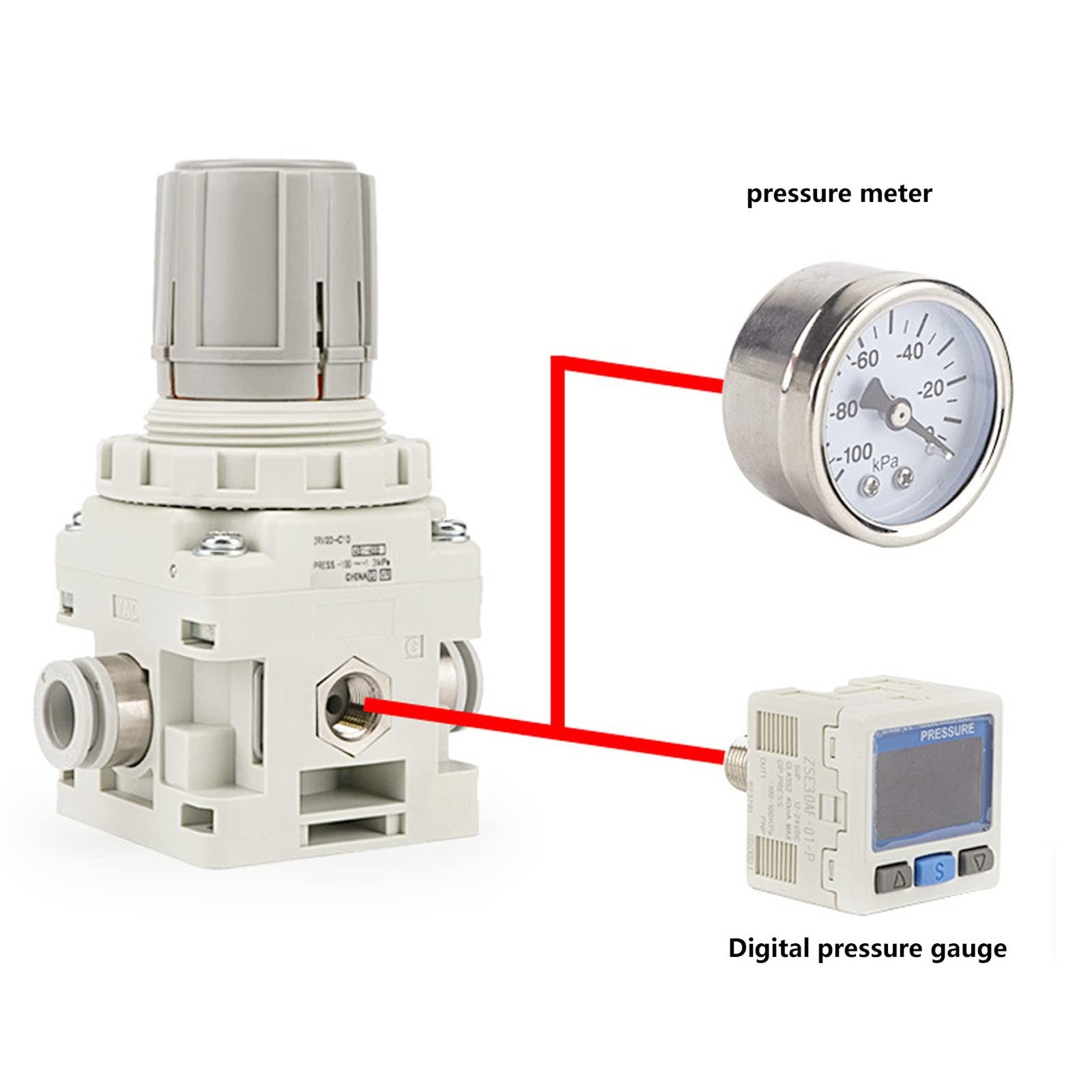 Digital Pressure Switch Pneumatic Vacuum Controller 0 to 101kPa Adjustable Re...