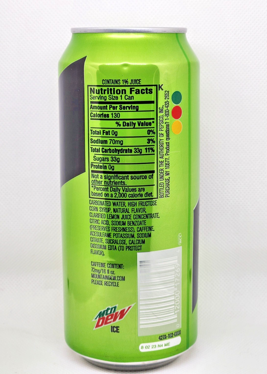 Mountain Dew ICE Lemon Lime Full 16 Fl. Oz Soda Can 2018 Rare