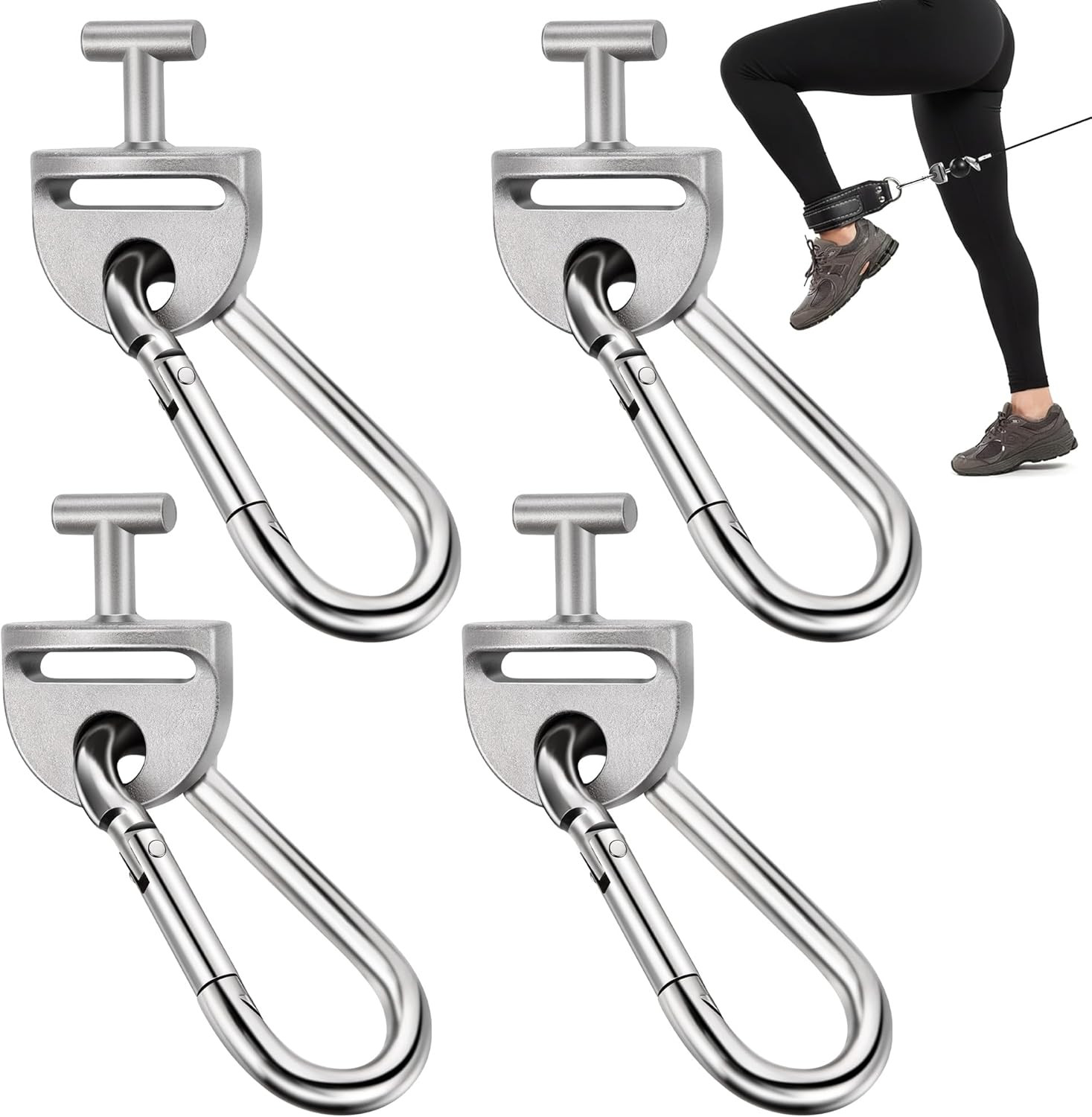 4 Set Grey T Lock Adapter with Snap Hooks Compatible with Tonal