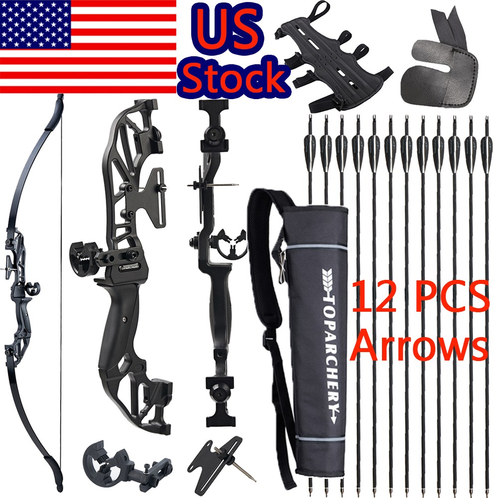 53" Takedown Recurve Bow 20-55lbs Archery Aluminum Riser Bow Hunting Target RH