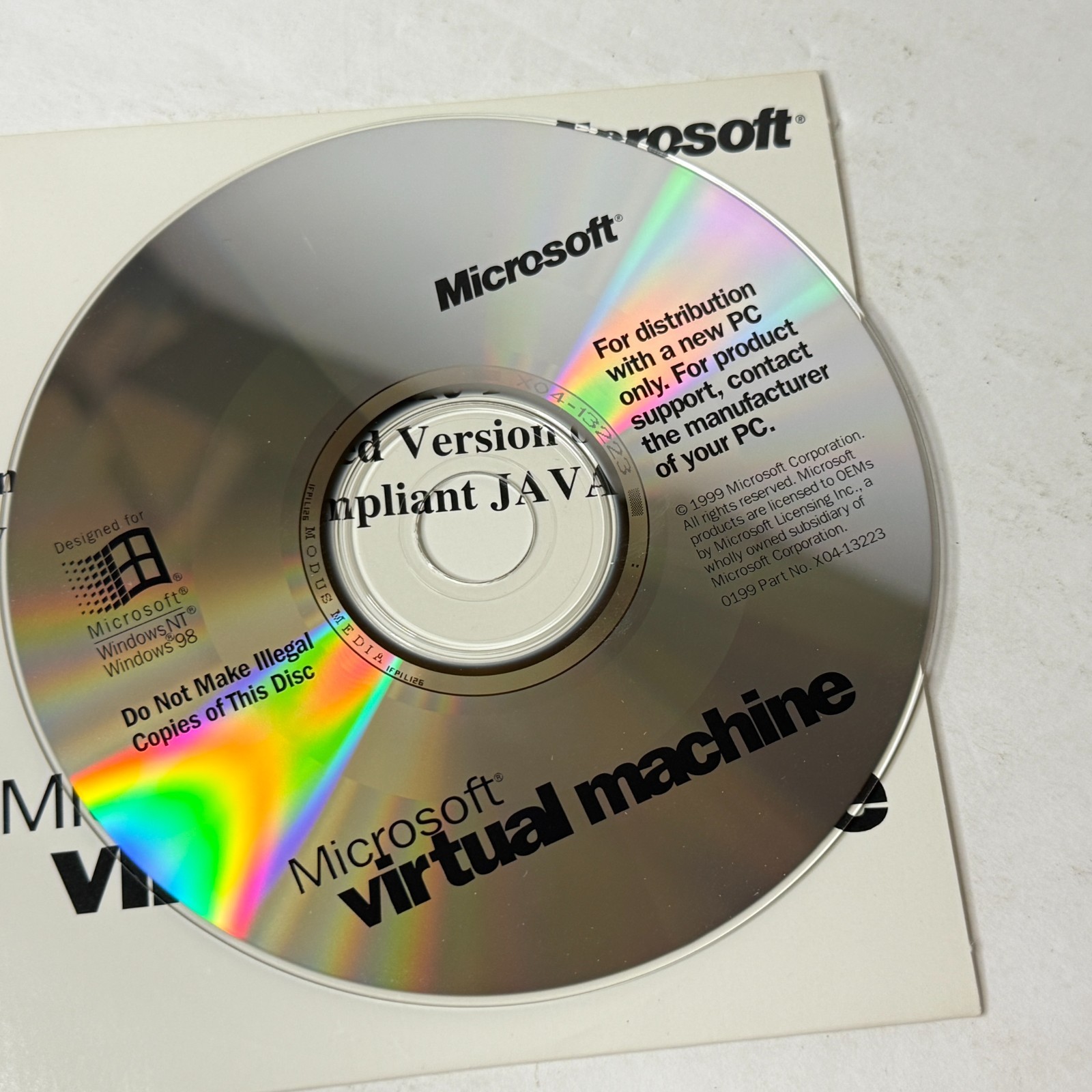Windows Virtual Machine Java Update [VG] Windows 98 NT Software CD-ROM PC *B2G2*