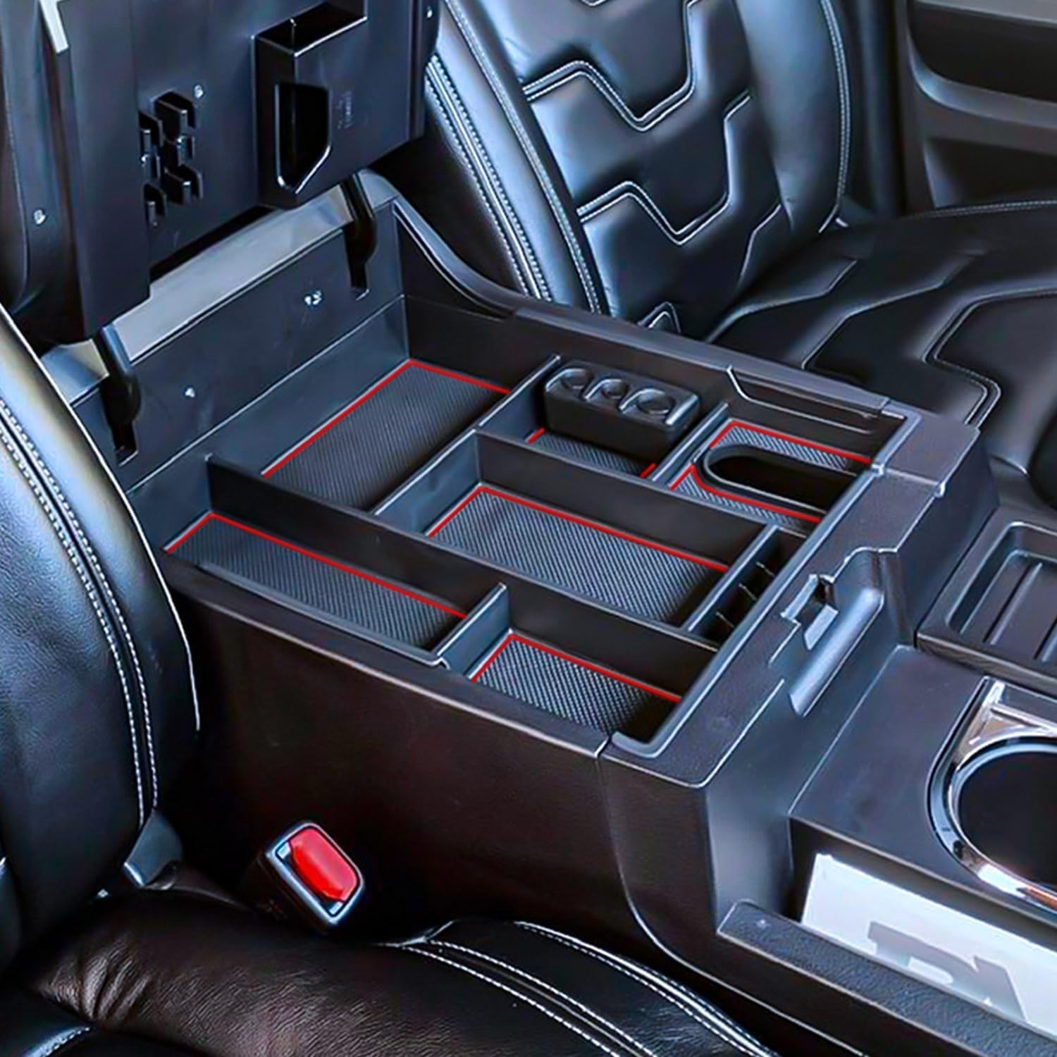 Center Console Organizer Compatible with 2014-2021 Tundra Accessories, Crew red