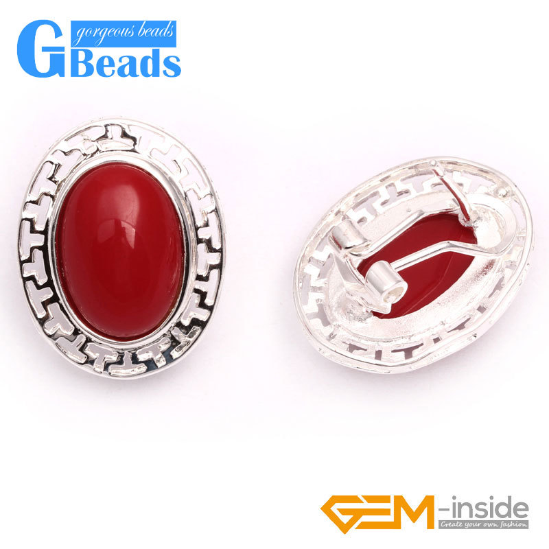 Stud Jewelry Oval Stone Silver Lever Back Hoop Earring For Women Free Shipping