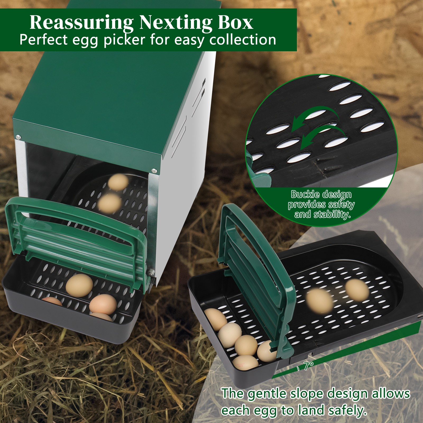 Chicken Nesting Boxes 1 Hole Metal Chicken Egg Laying Box Rollout Egg Collection
