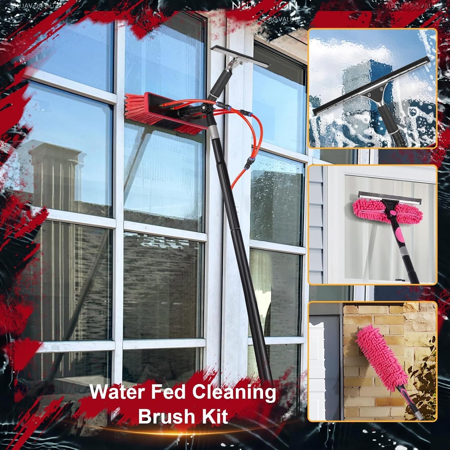35ft Solar Panel Cleaning Kit with Brush & Squeegee