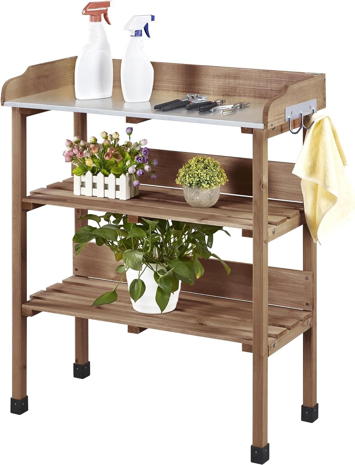 Outdoor Garden Potting Bench Table,Wooden Horticulture Planting Worstation