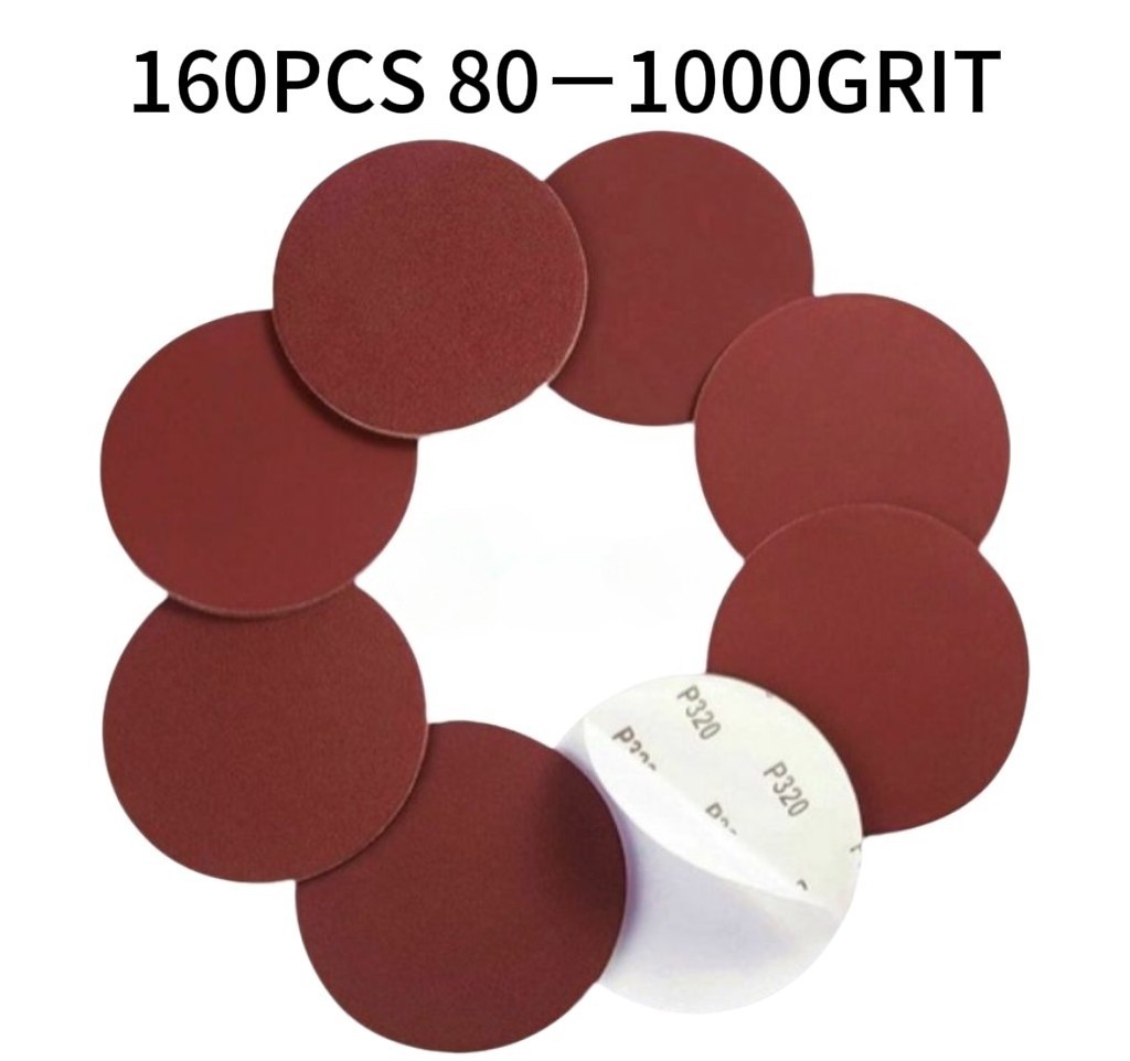 160PCS 6'' PSA Sanding Discs Sticky Back Sandpaper P80 to P1000 Grit Assorted