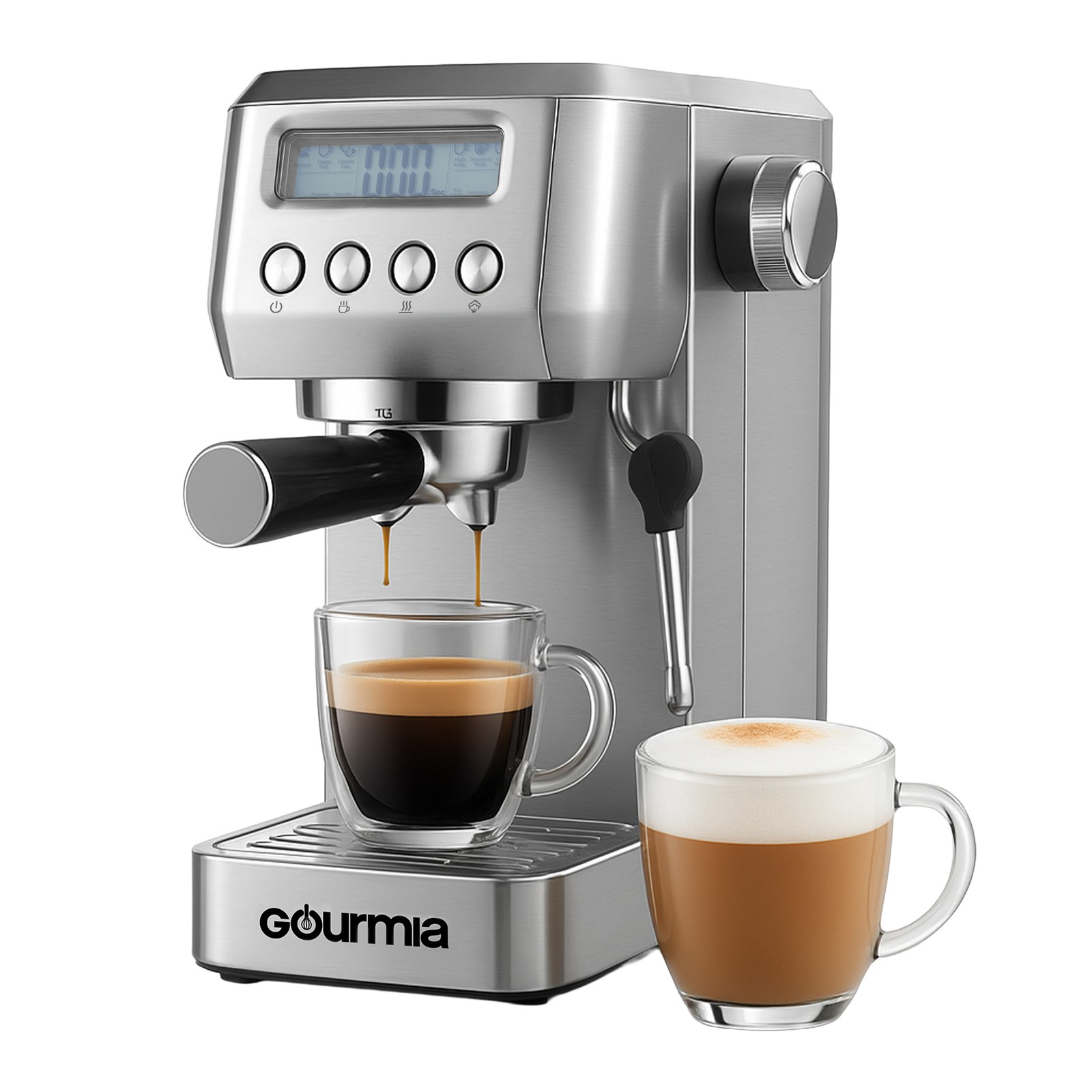 Gourmia 20 Bar Espresso Machine with Milk Frother, Removable 43oz Water Tank