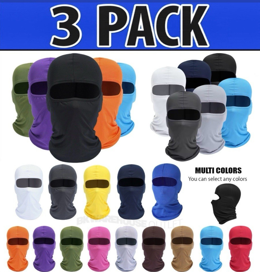 3 Pack Outdoor Ski Motorcycle Cycling Balaclava Full Face Mask Neck Ultra Thin