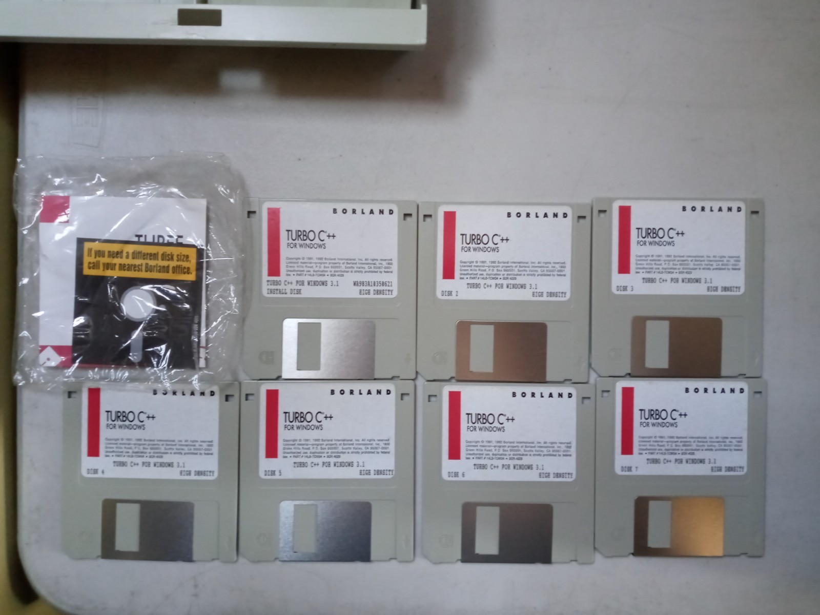 Vintage 1992 Borland Turbo C++ 3.5" Floppy Disk Set of 7 for Windows 3.1