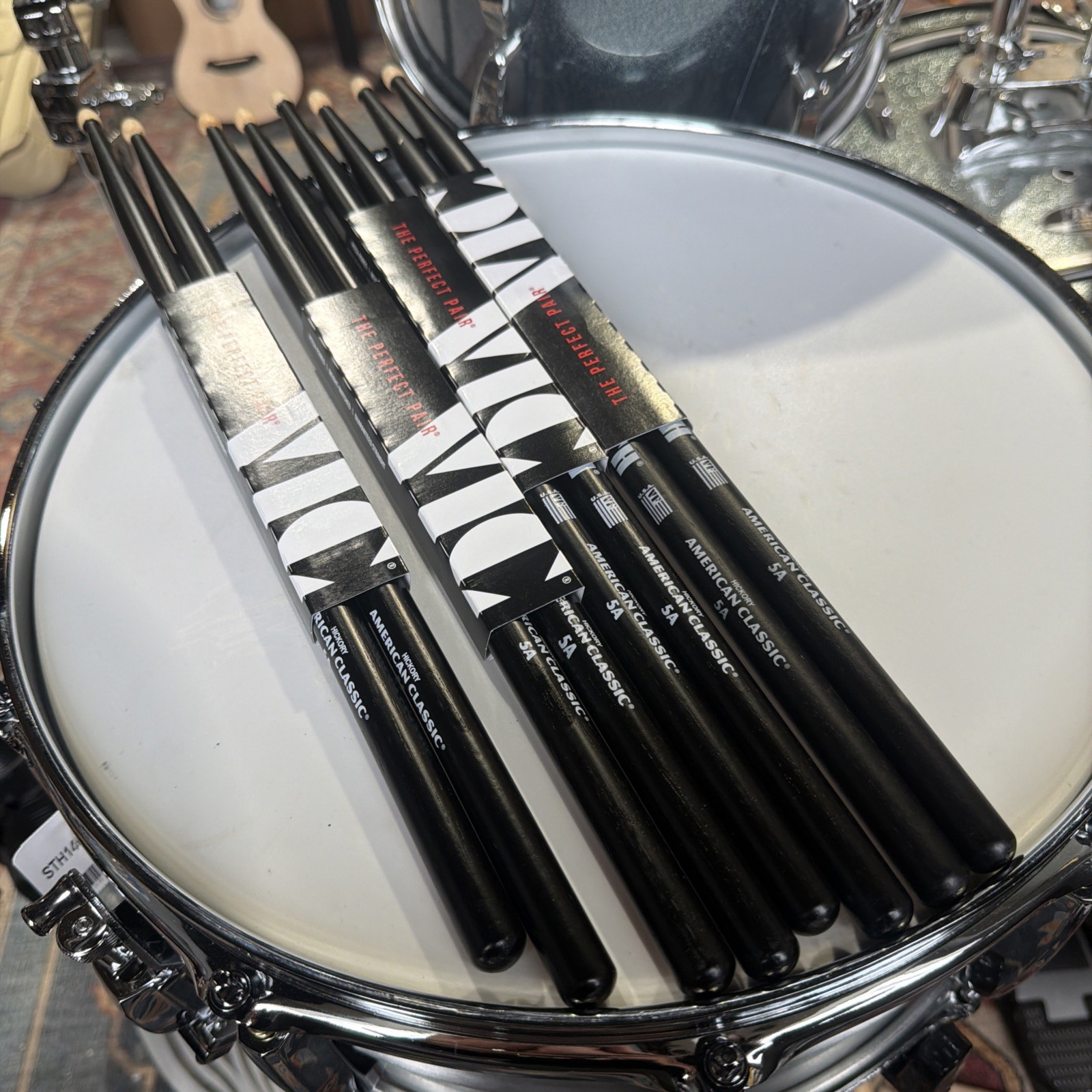 Vic Firth American Classic Drumsticks with Black Finish 5A Wood 3 For 4 Pairs