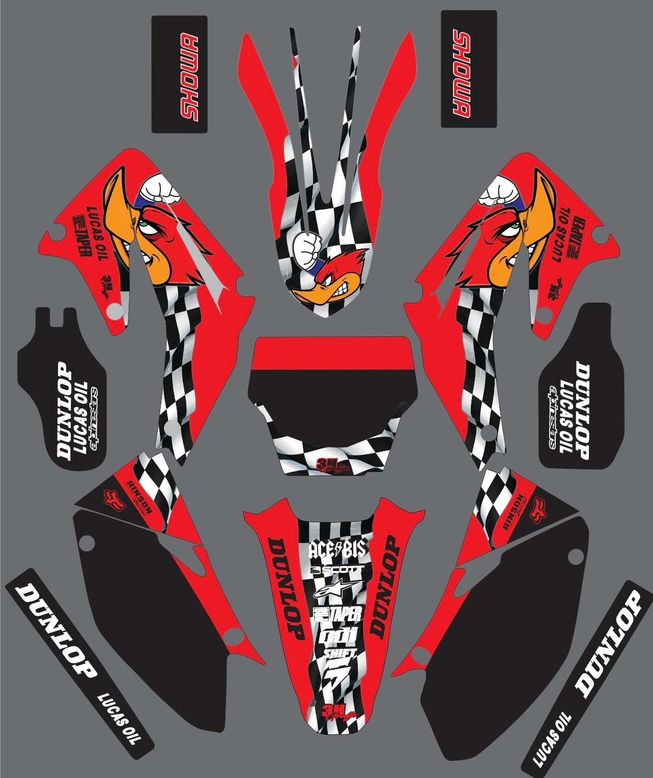Graphic kit for Honda CRF450R CRF 450R 2002-2004 Woody the woodpecker