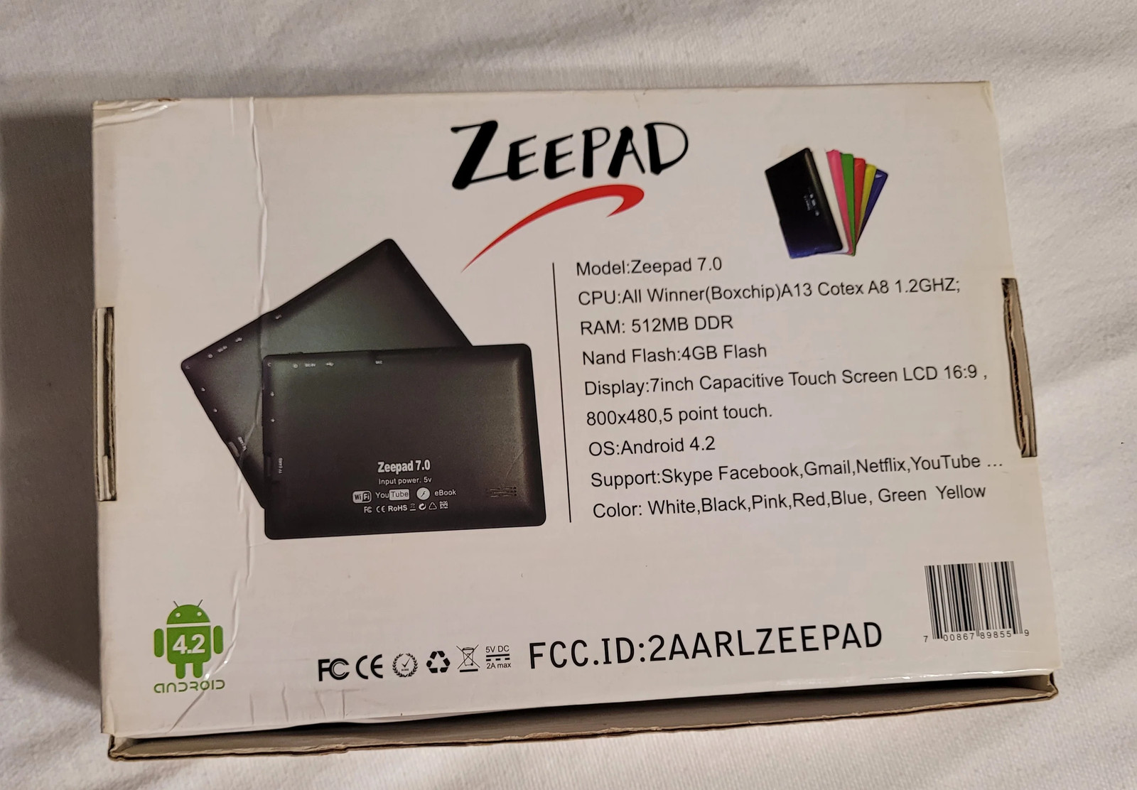 Zeepad 7.0 Android Tablet w/ Box & Case — Pink — Good Condition