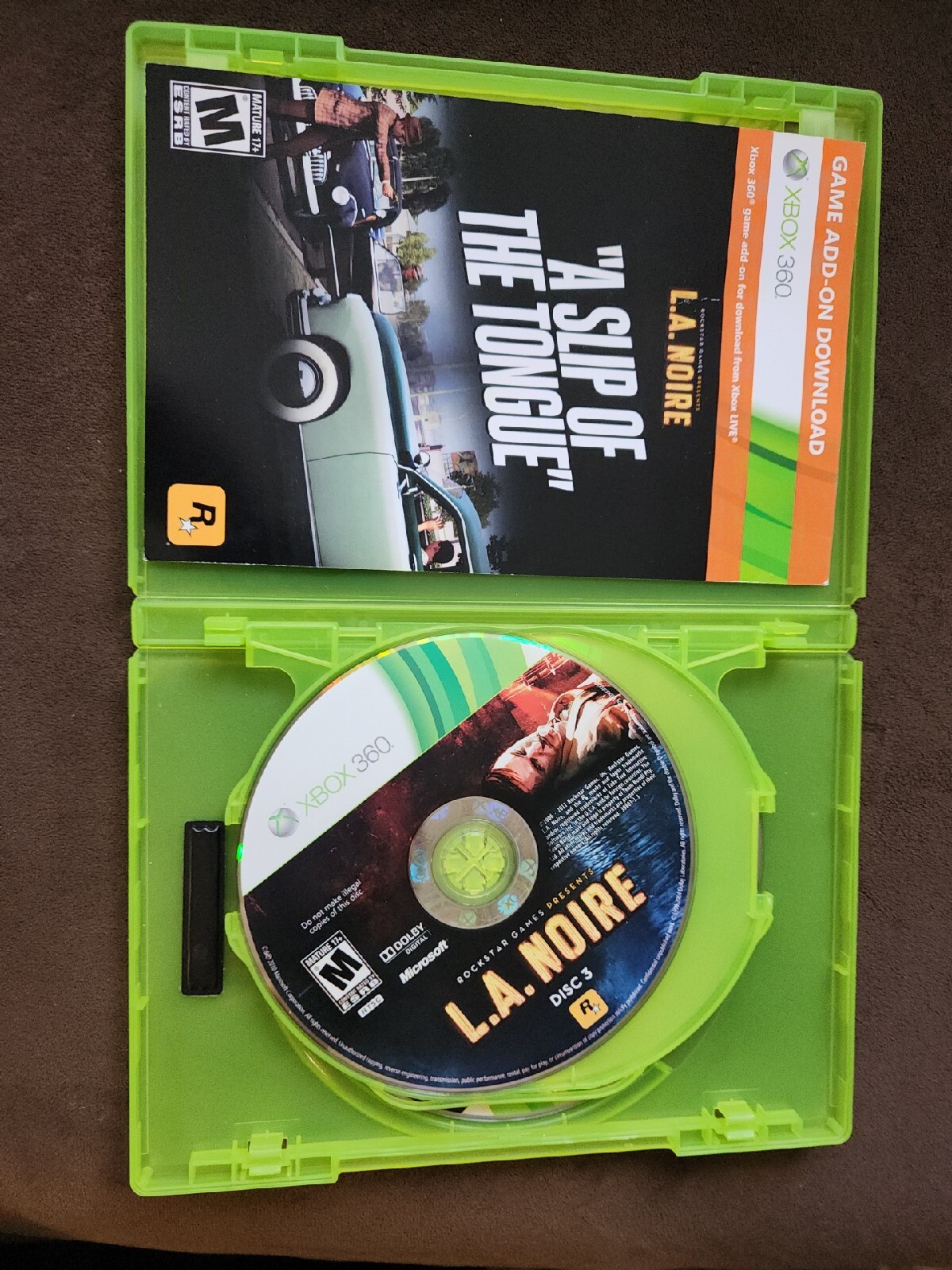 LA L.A. NOIRE pre Bonus Xbox 360 3 Discs.A SLIP OF THE TONGUE