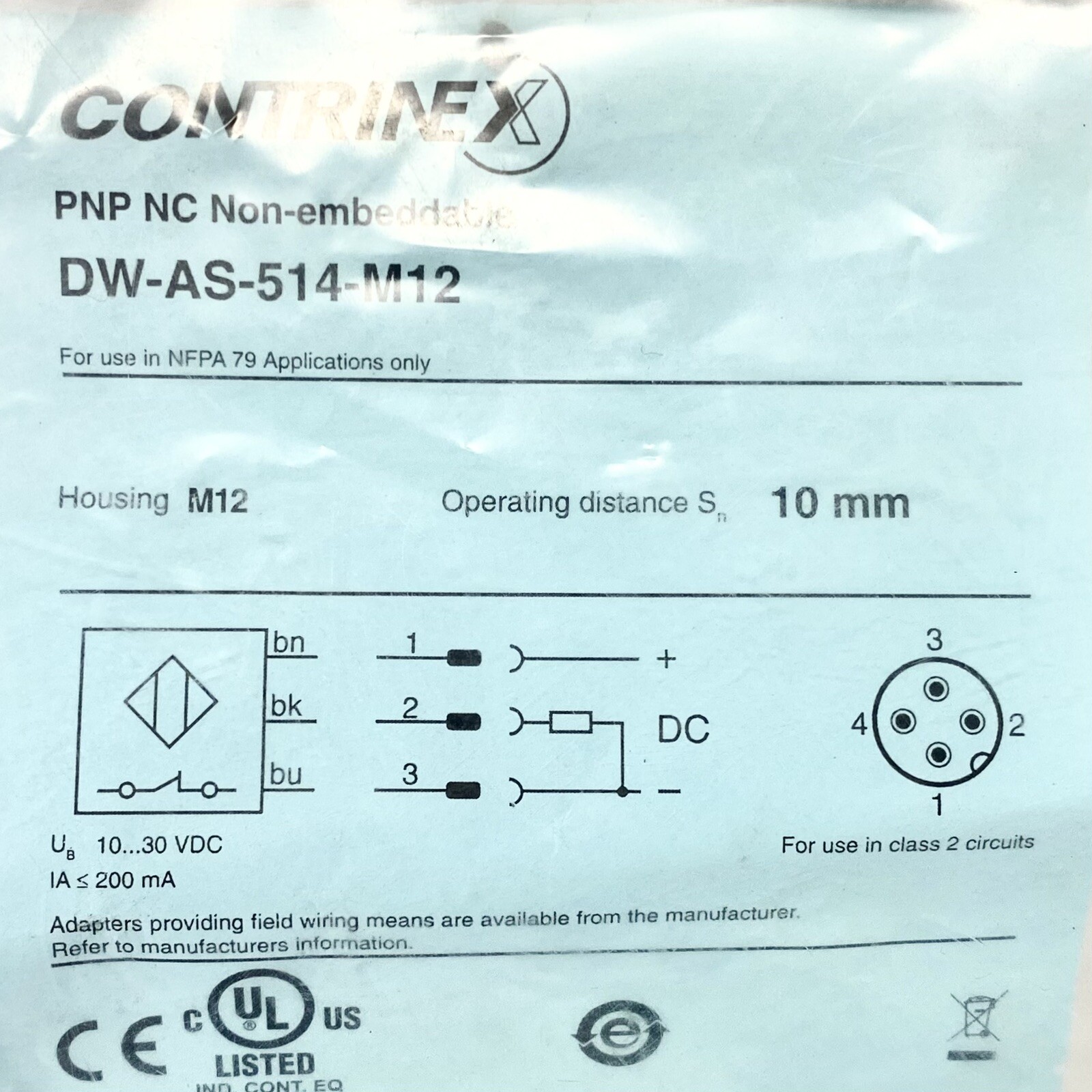 Contrinex DW-AS-514-M12 10mm Inductive Sensor - Fast Same Day Shipping