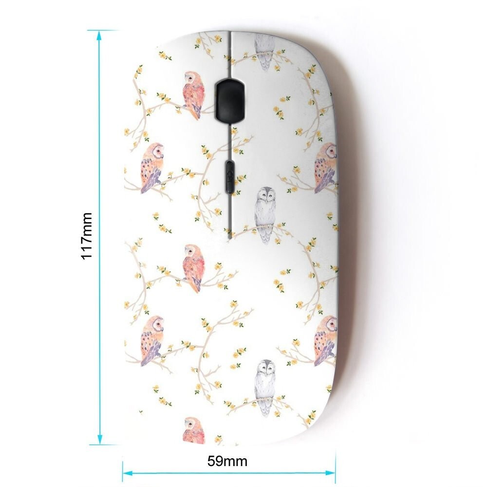 KOOLmouse [ Optical 2.4G Wireless Mouse [ Owl Branch White Pink Blue Pattern ]