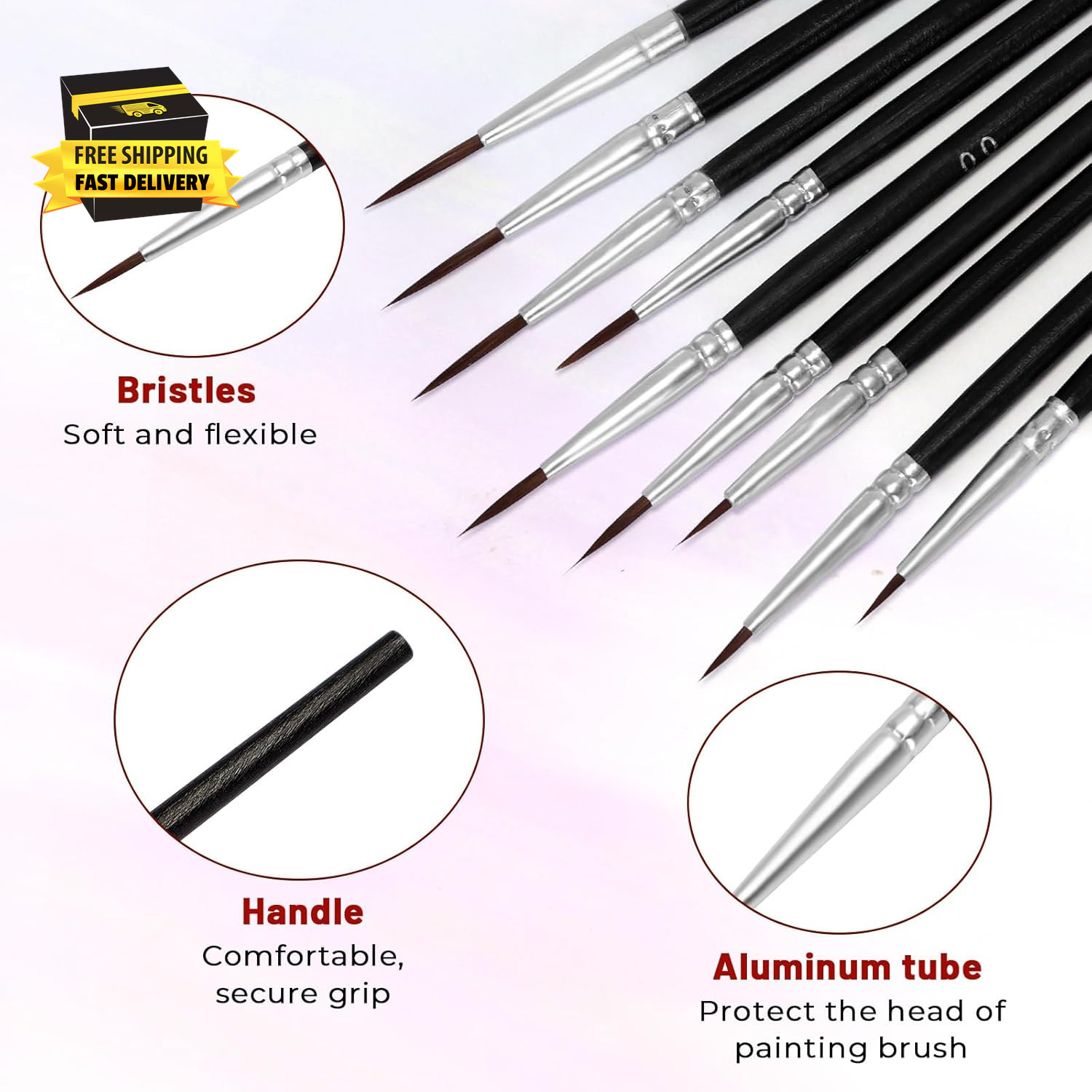 30 Pcs Tiny Detail Paint Brushes Set, Micro Small Paint Brush with 3 Sizes, Mini