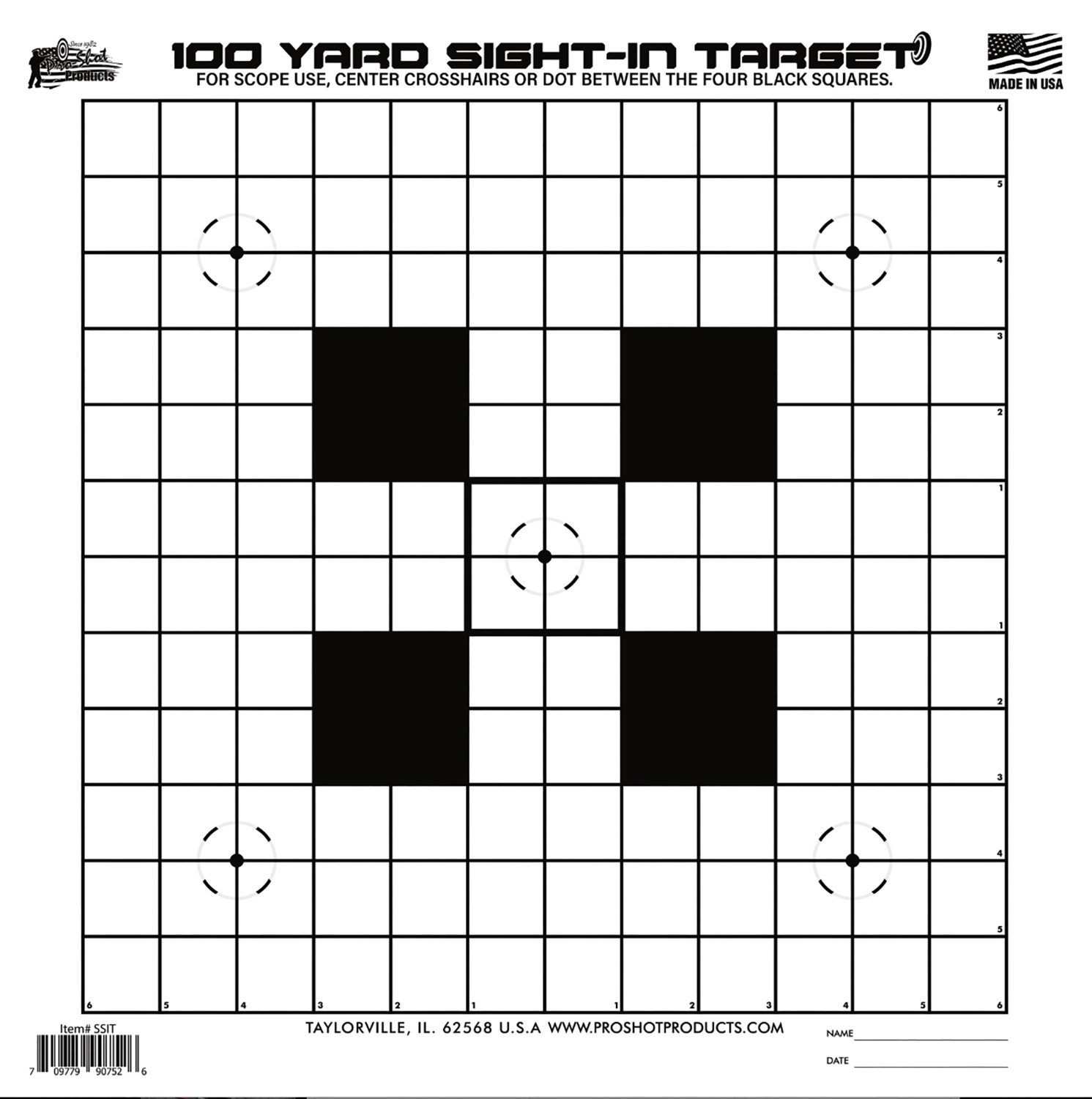 Pro-Shot SSIT12PK Sight-In Hanging Heavy Paper 100yds 14" x 14" Black/White 12 P