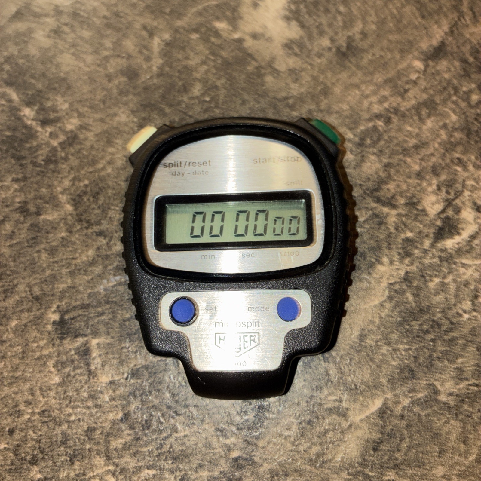 Vintage - Heuer Microsplit 1000 Digital Stopwatch Works Not Sure Of Other Modes