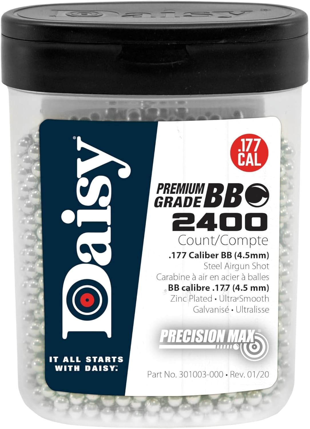 Daisy Premium Grade .177 Cal, 5.1 Grains, Zinc Plated BBS, 2400ct