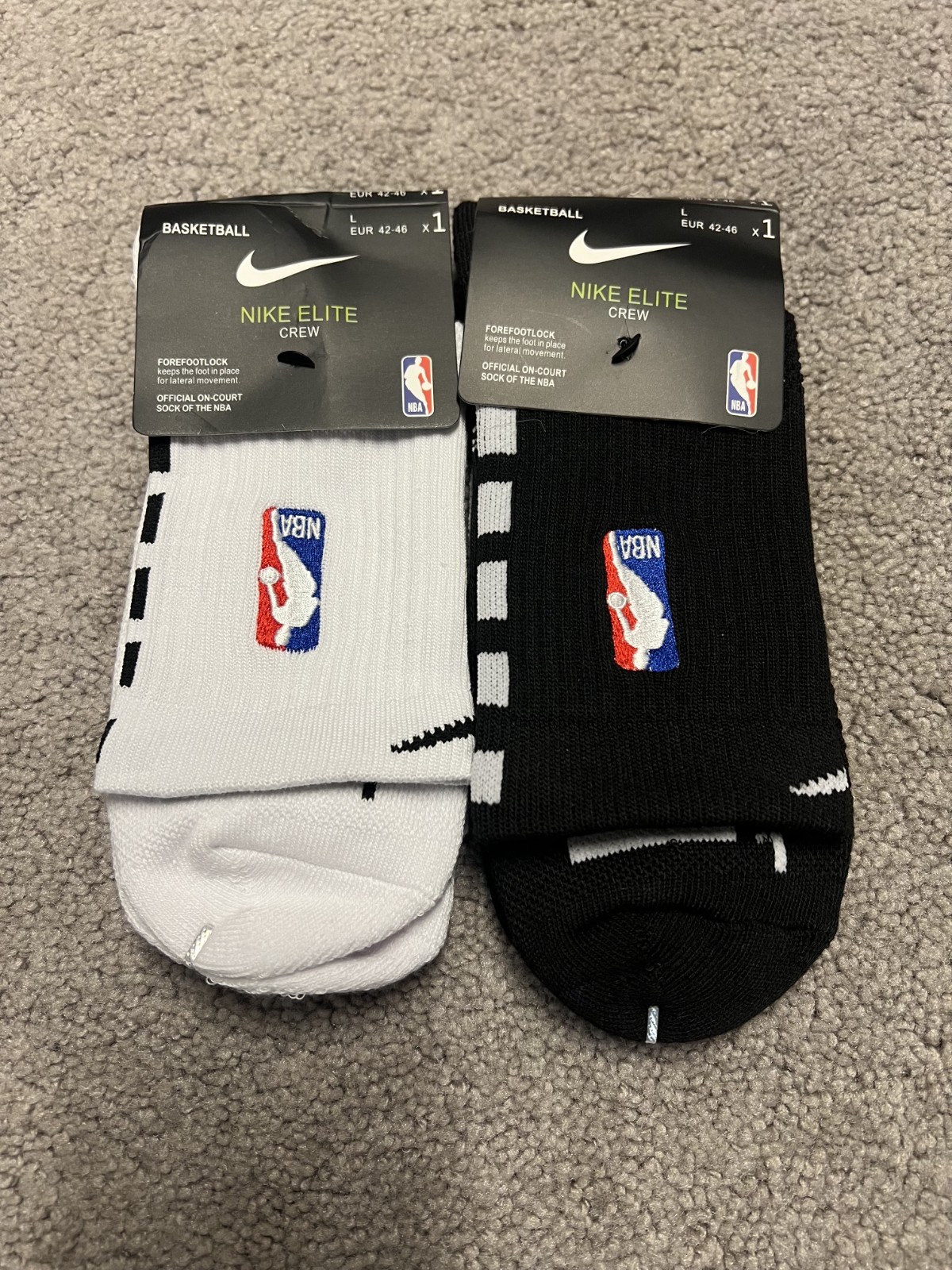 Nike Elite NBA Dri-FIT Basketball Quarter Crew Socks Black White 2 Pairs