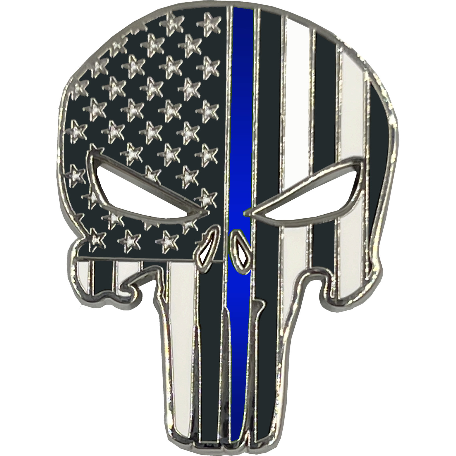 PBX-001-H Thin Blue Line American Flag Pin Police with die-cut eyes and dual pin