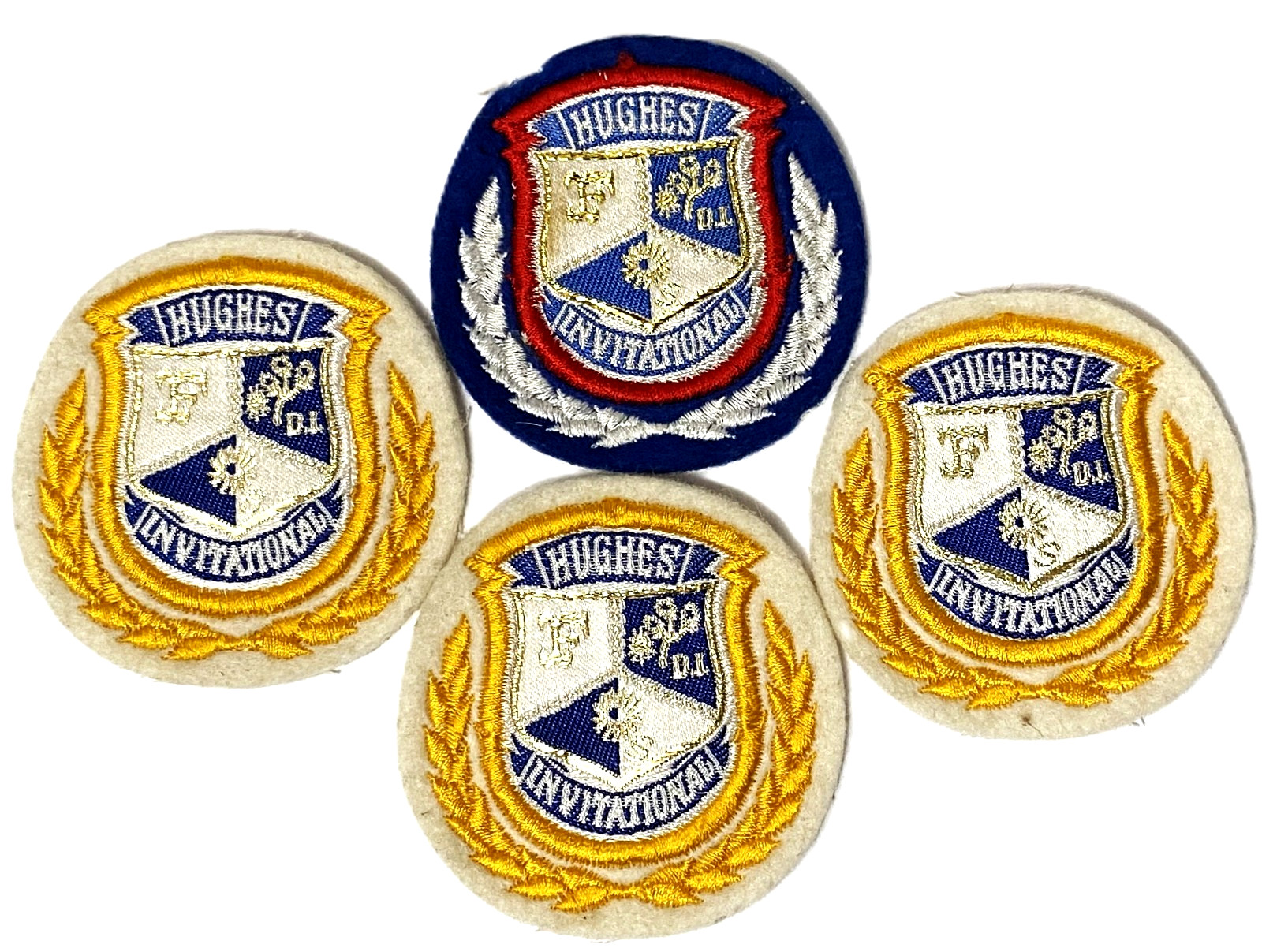 4 Vtg 1968-1970s Patches Hughes Invitational Golf Tournament 3-Yellow 1-Blue