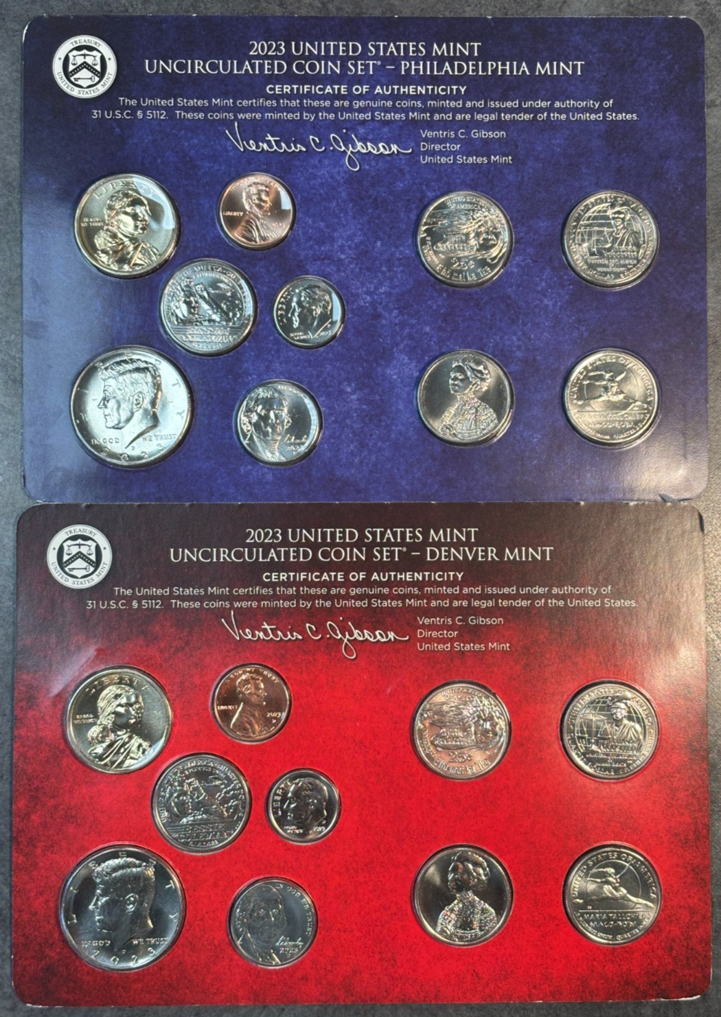 2023 P & D US Mint Complete Uncirculated Set 20 Coins w/ COA