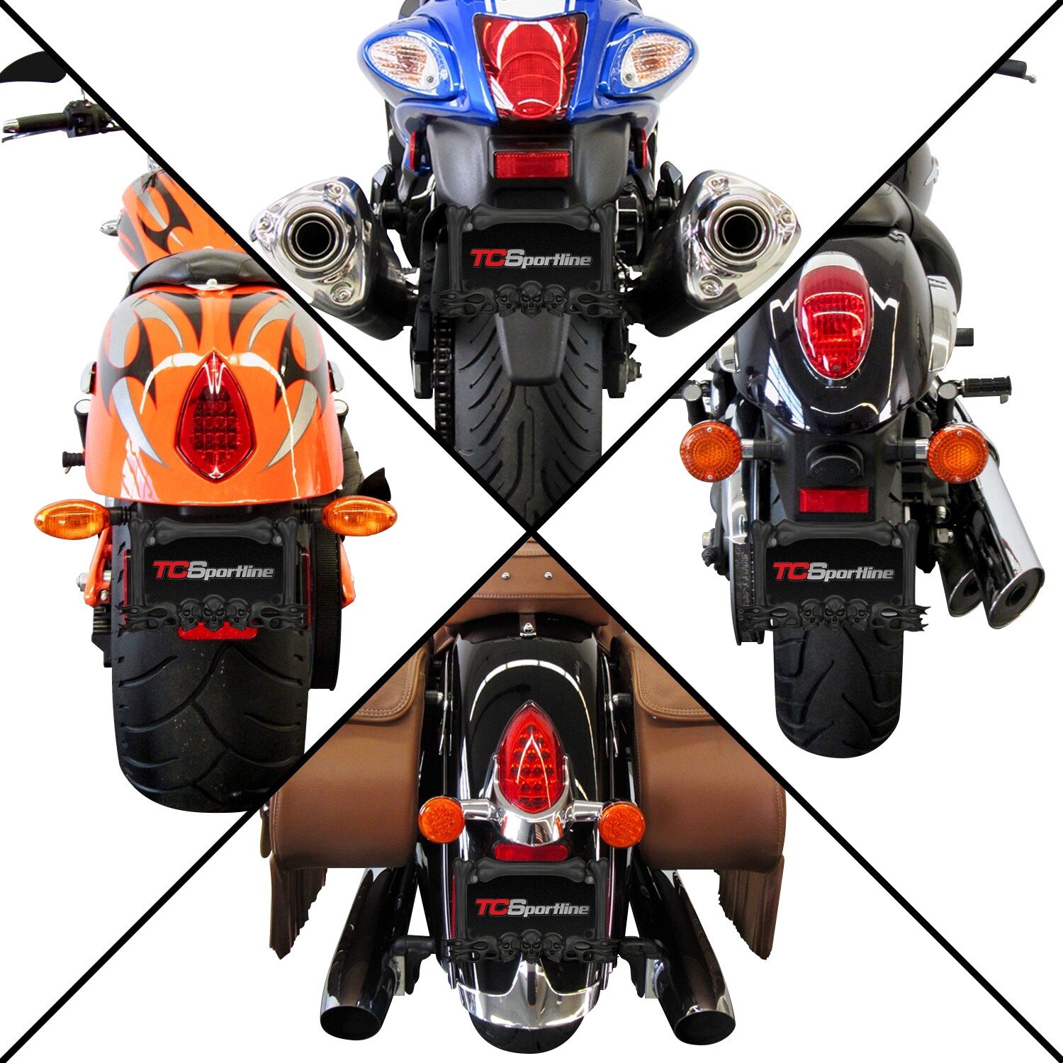 3D SKULL FLAMES BONES BLACK MOTORCYCLE LICENSE PLATE FRAME FOR HARLEY-DAVIDSON