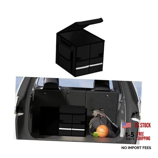 Car Trunk Organizer, Multi-Compartment Collapsible Vehicle Cargo Storage Black