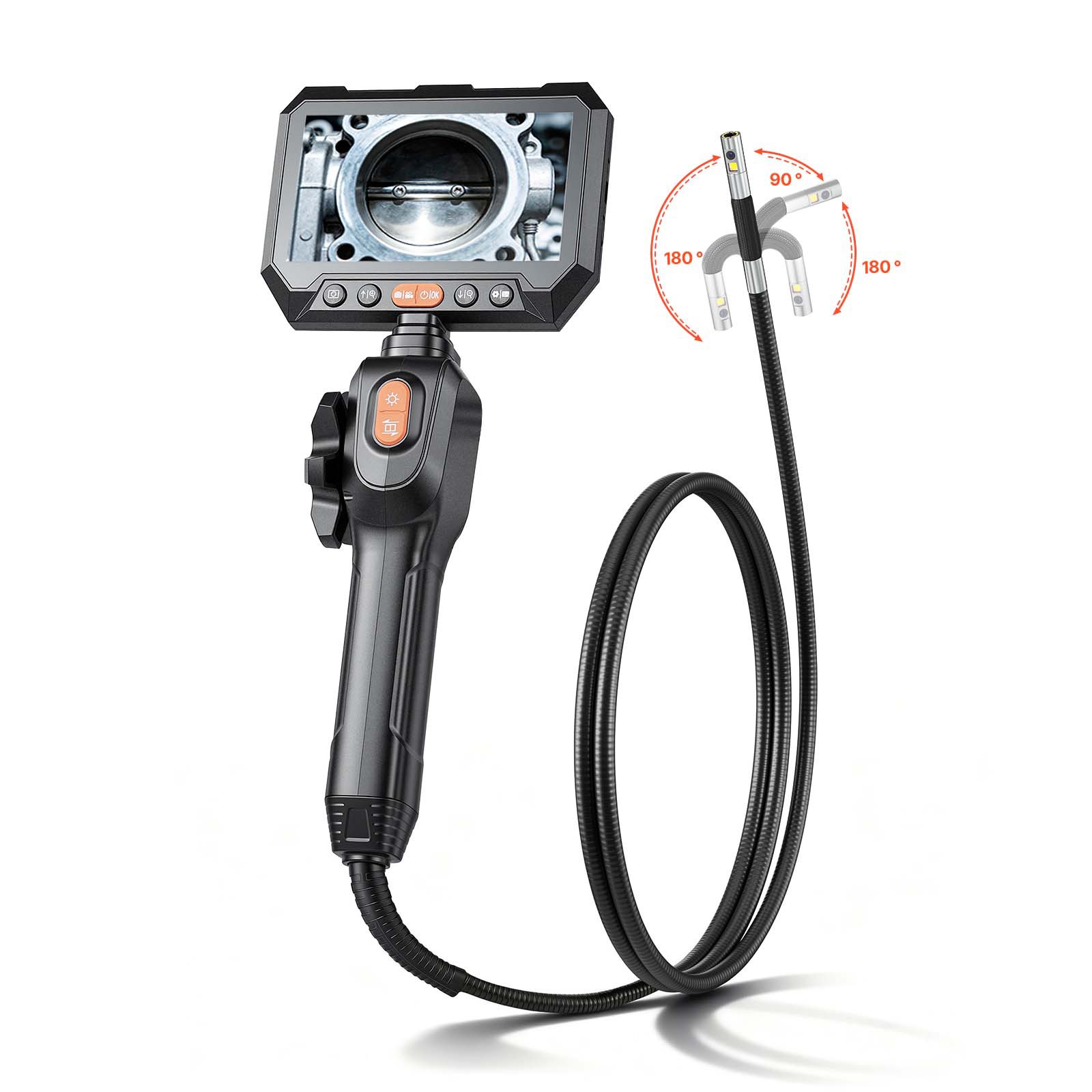 Uimoso Dual-Lens 2-Way Articulating Endoscope with 5" Split-Screen Display