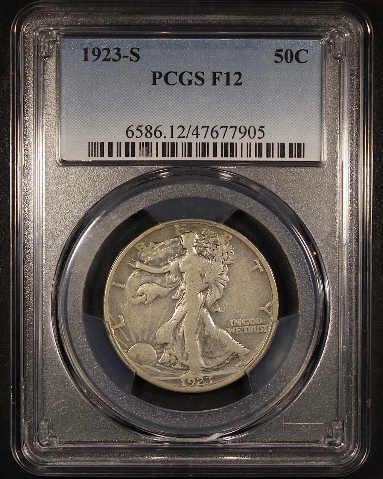 1923-S Walking Liberty Half Dollar - 50c PCGS F12 - Great Example!
