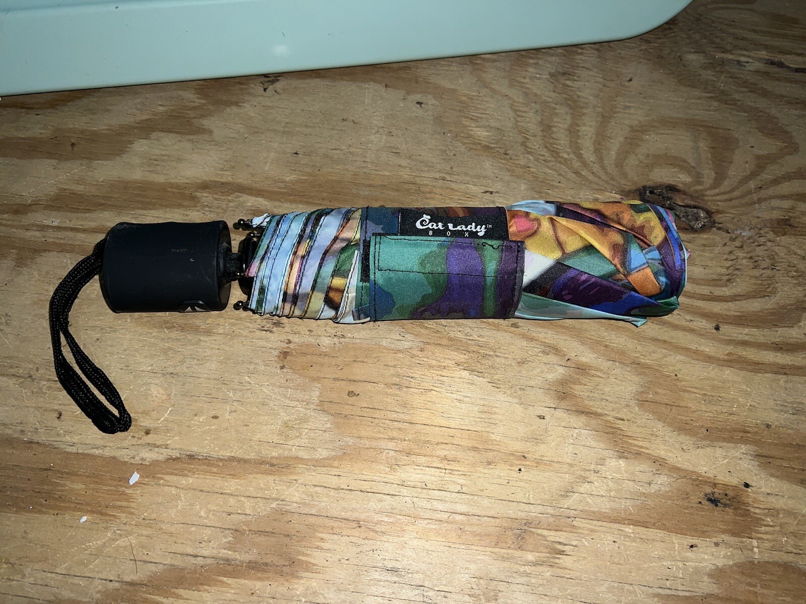 Multi-color Cat Lady Umbrella W/ Large Multi Colored Cat