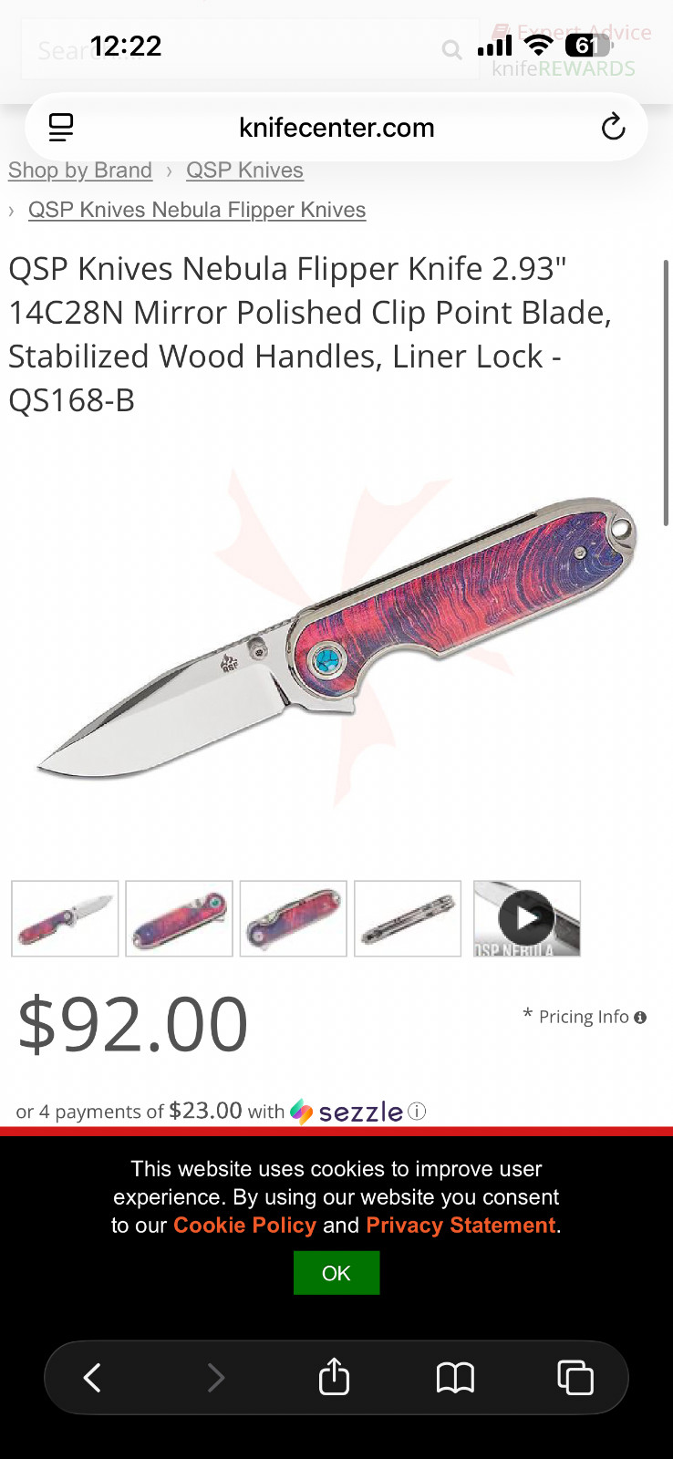 QSP Nebula Liner lock mirror blade edc knife